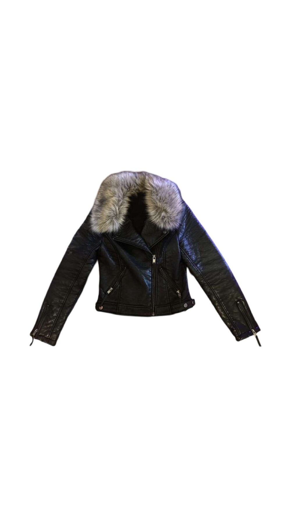 Pleather Jacket With Fur